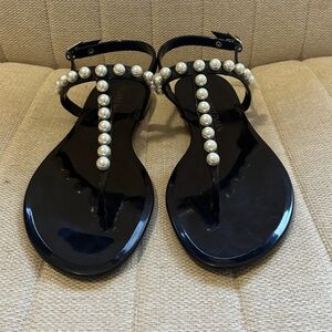 Stuart Weitzman Goldie Pearly Stud Jelly Sandals